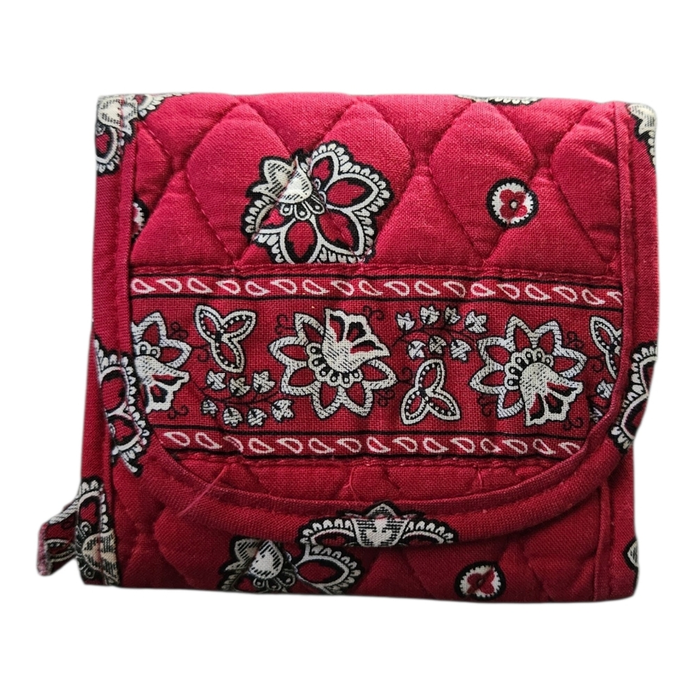 Vera Bradley Red Quilted Floral Fold Wallet